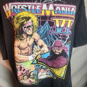 WWE WrestleMania VI T-Shirt Ultimate Warrior Macho Man 2XL Black